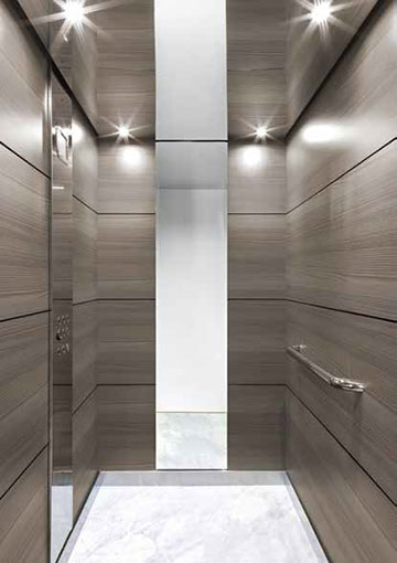 Melamine walled lift interior